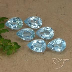 Gemme di Topazio Celeste naturale da 3.11 ct, Forma a pera, VVS-VS