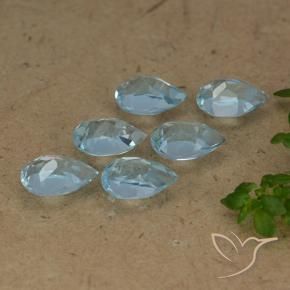 Gemme di Topazio Celeste naturale da 3.11 ct, Forma a pera, VVS-VS