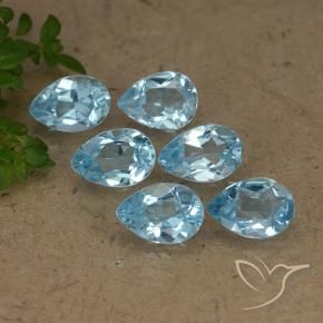 Gemme di Topazio Celeste naturale da 3.28 ct, Forma a pera, VVS-VS
