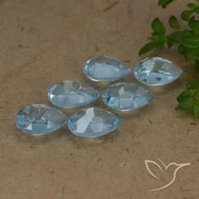 Gemme di Topazio Celeste naturale da 3.28 ct, Forma a pera, VVS-VS