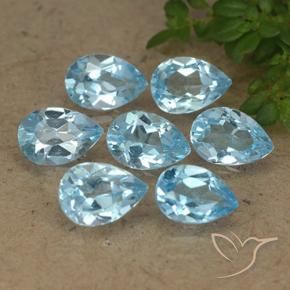 Gemme di Topazio Celeste naturale da 3.83 ct, Forma a pera, VVS-VS