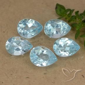 Gemme di Topazio Celeste naturale da 4.39 ct, Forma a pera, VVS-VS