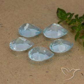 Gemme di Topazio Celeste naturale da 4.39 ct, Forma a pera, VVS-VS