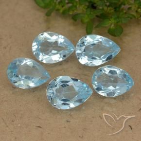 Gemme di Topazio Blu svizzero naturale da 3.82 ct, Forma a pera, VVS-VS