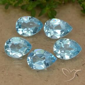 Gemme di Topazio Celeste naturale da 4.36 ct, Forma a pera, VVS-VS