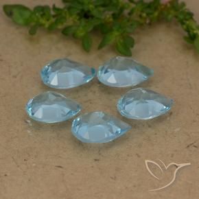 Gemme di Topazio Celeste naturale da 4.36 ct, Forma a pera, VVS-VS