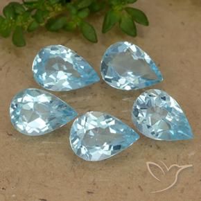 Gemme di Topazio Celeste naturale da 3.33 ct, Forma a pera, VVS-VS