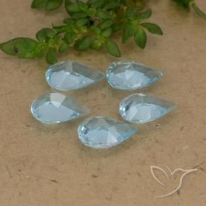Gemme di Topazio Celeste naturale da 3.33 ct, Forma a pera, VVS-VS