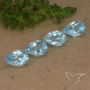 Gemme di Topazio Celeste naturale da 2.12 ct, Forma a pera, VVS-VS