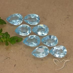 Gemme di Topazio Celeste naturale da 3.97 ct, Forma a pera, VVS-VS