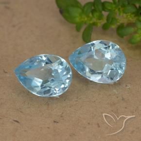 Gemme di Topazio Celeste naturale da 1.70 ct, Forma a pera, VVS-VS