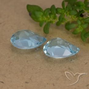 Gemme di Topazio Celeste naturale da 1.70 ct, Forma a pera, VVS-VS