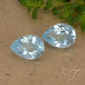 Gemme di Topazio Celeste naturale da 1.55 ct, Forma a pera, VVS-VS