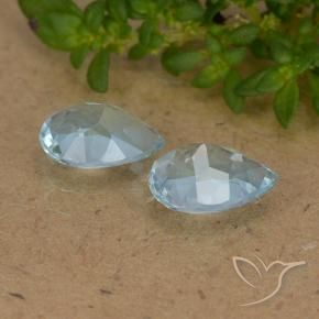 Gemme di Topazio Celeste naturale da 1.55 ct, Forma a pera, VVS-VS