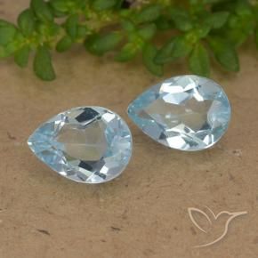 Gemme di Topazio Celeste naturale da 1.62 ct, Forma a pera, VVS-VS