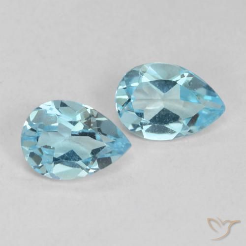 Gemme di Topazio Celeste naturale da 1.65 ct, Forma a pera, VVS-VS