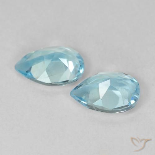 Gemme di Topazio Celeste naturale da 1.65 ct, Forma a pera, VVS-VS