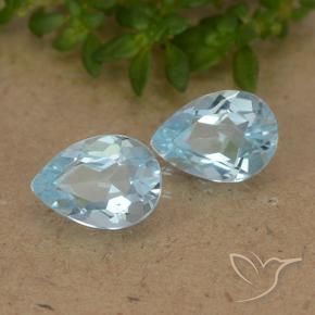 Gemme di Topazio Celeste naturale da 1.54 ct, Forma a pera, VVS-VS