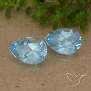 Gemme di Topazio Celeste naturale da 1.77 ct, Forma a pera, VVS-VS