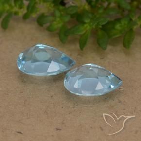Gemme di Topazio Celeste naturale da 1.77 ct, Forma a pera, VVS-VS