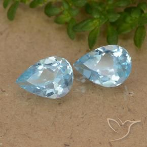 Gemme di Topazio Celeste naturale da 1.53 ct, Forma a pera, VVS-VS