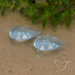 Gemme di Topazio Celeste naturale da 1.53 ct, Forma a pera, VVS-VS
