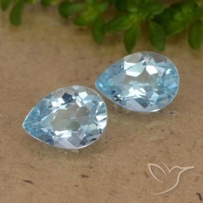 Gemme di Topazio Celeste naturale da 1.77 ct, Forma a pera, VVS-VS