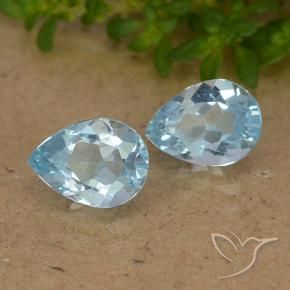 Gemme di Topazio Celeste naturale da 1.82 ct, Forma a pera, VVS-VS