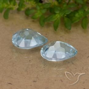 Gemme di Topazio Celeste naturale da 1.82 ct, Forma a pera, VVS-VS