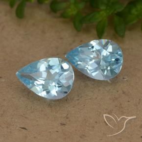 Gemme di Topazio Celeste naturale da 1.49 ct, Forma a pera, VVS-VS