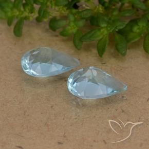 Gemme di Topazio Celeste naturale da 1.49 ct, Forma a pera, VVS-VS