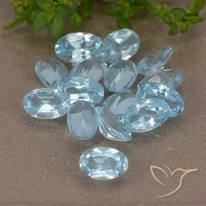 Gemme di Topazio Celeste naturale da 3.89 ct, Ovale, VS