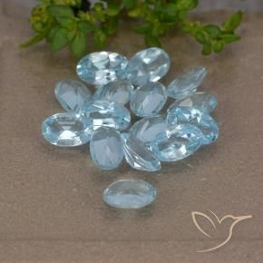 Gemme di Topazio Celeste naturale da 3.89 ct, Ovale, VS