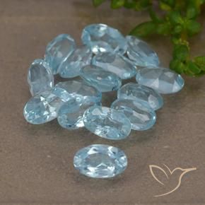 Gemme di Topazio Celeste naturale da 4.16 ct, Ovale, VS