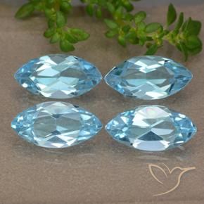 Gemme di Topazio Blu svizzero naturale da 5.25 ct, Taglio marquise, VVS-VS