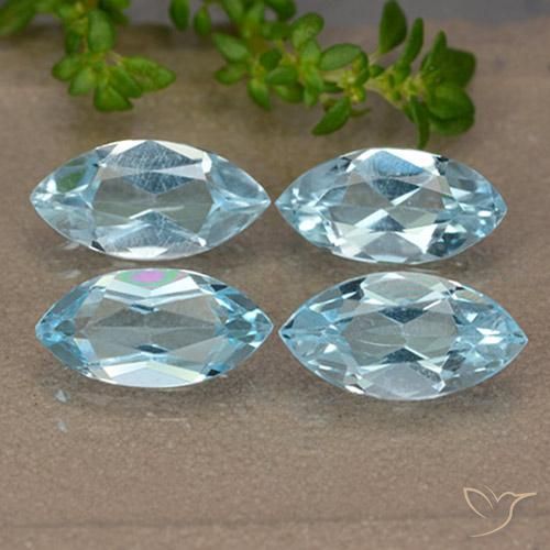 Gemme di Topazio Celeste naturale da 4.88 ct, Taglio marquise, VVS-VS