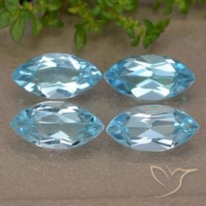 Gemme di Topazio Blu svizzero naturale da 5.60 ct, Taglio marquise, VVS-VS