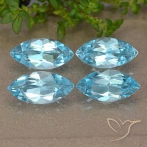 Gemme di Topazio Blu svizzero naturale da 5.06 ct, Taglio marquise, VVS-VS