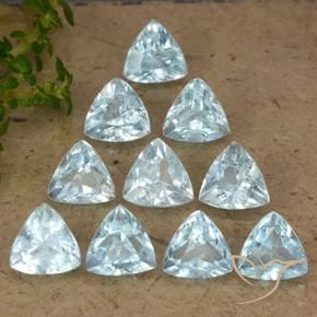 Gemme di Topazio Celeste naturale da 5.31 ct, Taglio trillion, VS