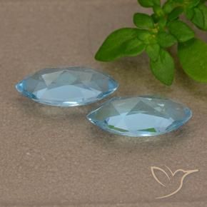 Gemme di Topazio Celeste naturale da 2.47 ct, Taglio marquise, VVS-VS