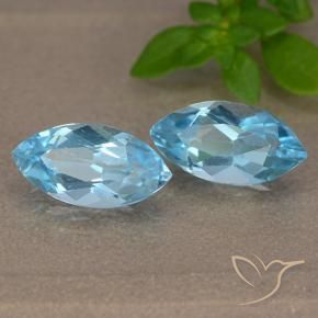Gemme di Topazio Blu svizzero naturale da 2.46 ct, Taglio marquise, VVS-VS