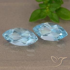 Gemme di Topazio Celeste naturale da 2.62 ct, Taglio marquise, VVS-VS