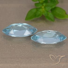 Gemme di Topazio Celeste naturale da 2.62 ct, Taglio marquise, VVS-VS