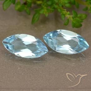 Gemme di Topazio Celeste naturale da 2.22 ct, Taglio marquise, VVS-VS