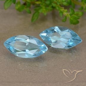Gemme di Topazio Blu svizzero naturale da 2.55 ct, Taglio marquise, VVS-VS