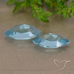 Gemme di Topazio Blu svizzero naturale da 2.55 ct, Taglio marquise, VVS-VS