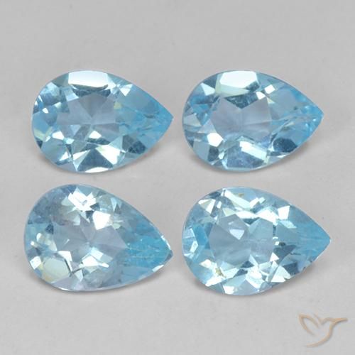 Gemme di Topazio Celeste naturale da 2.96 ct, Forma a pera, VVS-VS