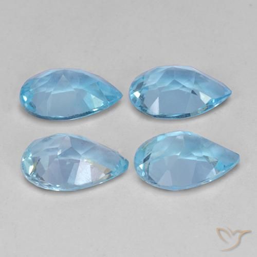 Gemme di Topazio Celeste naturale da 2.96 ct, Forma a pera, VVS-VS