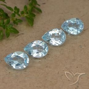 Gemme di Topazio Celeste naturale da 3.13 ct, Forma a pera, VVS-VS