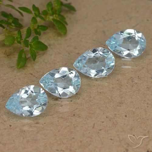 Gemme di Topazio Celeste naturale da 3.10 ct, Forma a pera, VVS-VS